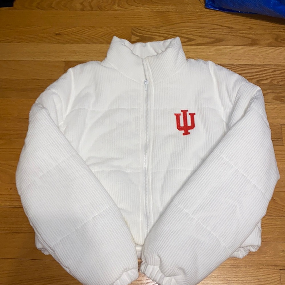 Indiana University White Puffer Jacket